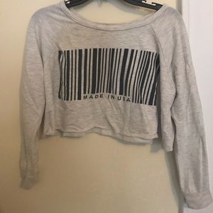 Made in USA barcode graphic cropped sweatshirt